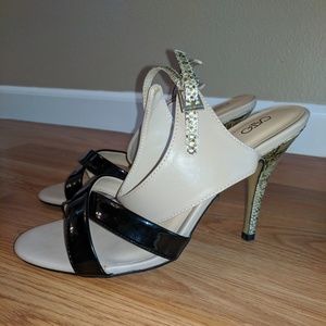 New Taupe and Black Heels with Snakeskin Accents